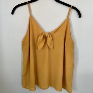 Lush | Mustard Yellow Tie Front Slight Crop Tank Top | M